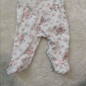 White pants with pink flowers for baby girl